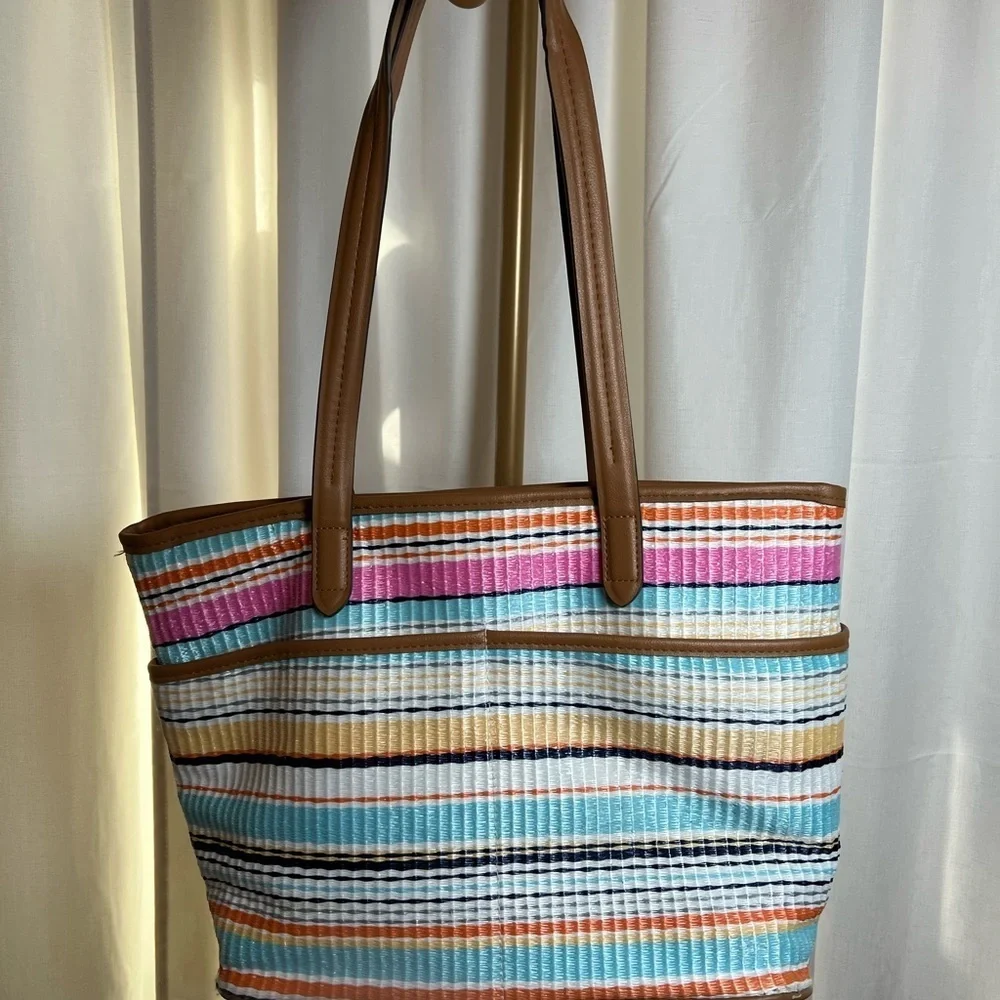 Rosetti Brown Blue Pink Tote Bag with Elegant Design